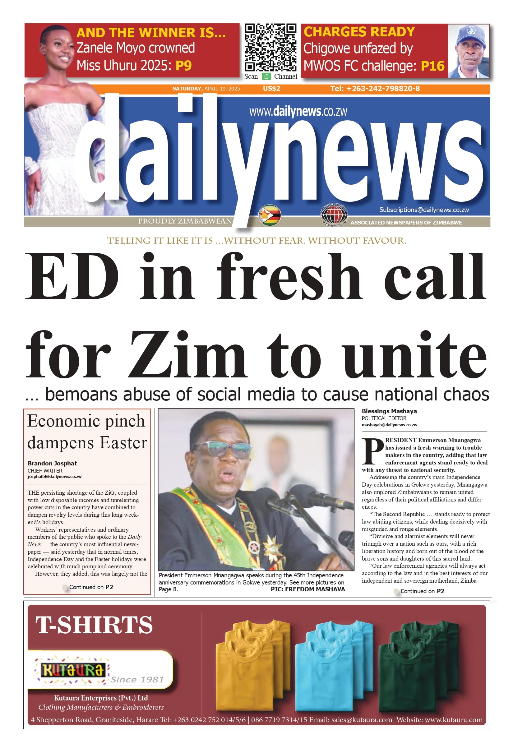 Saturday 19 April 2025